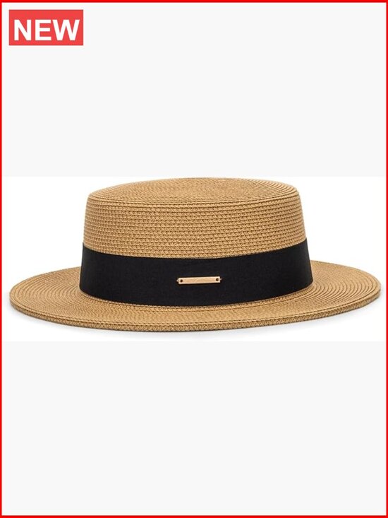 Straw Sun Hat Wide Brim UV Protection Panama Boater Hat for Women Men